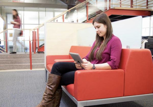 A young woman reading